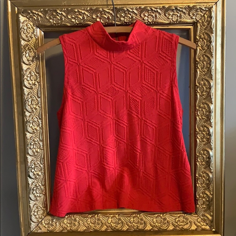 Anthropologie red geometric top